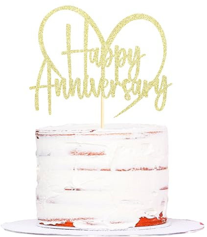 Sumerk 1 Stück Happy Wedding Anniversary Cake Topper Golden Wedding Cake Toppers Wedding Cake Decorations Cake Topper Mr Mrs Anniversary Party Cake Decoration Gold