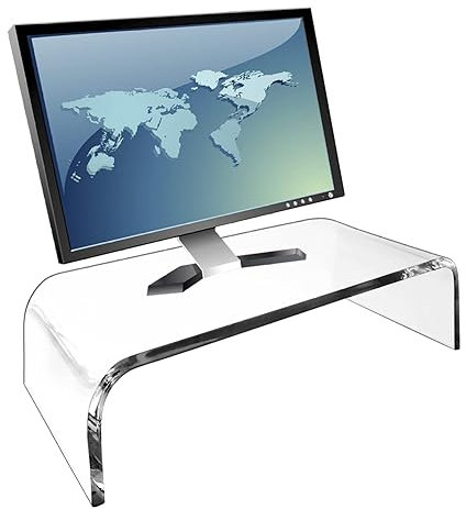 Acrylic Monitor Stand, Clear Monitor Riser, 11.8x8x2.8inch Transparent Monitor Stand, PC Desk Stand for Keyboard & Mouse Storage