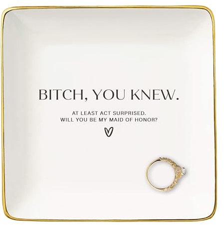 NZY Will You Be My Maid fo Honor-Maid of Honor, Geschenk für Braut, Hochzeit, Geschenke für Trauzeugin, Junggesellinnenabschied, Geschenke für sie, beste Freunde, Damen, Schmucktablett,