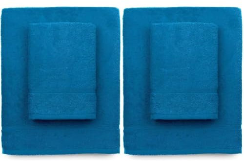 zer0bed, Asciugamani Bagno Turchese, Set 2 Asciugamani Bagno, Asciugamano Viso, Asciugamano Bidet, Tinta Unita, Turchese, 100% cotone, Set 2 pezzi (Confezione da 2)