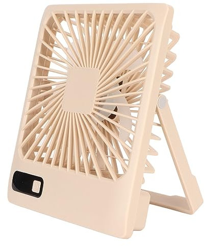Ventilador de Mesa Pequeño, Pantalla de Alimentación LED, Ventilador de Escritorio Portátil Plegable Silencioso de 5 Velocidades para Oficina, Dormitorio, Hogar, Color Caqui,