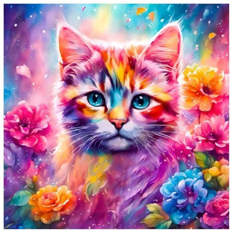 Mandun Art Diamond Painting Erwachsene Katze Schmetterling Rosenblüte Diamant Painting Full DIY Diamant Kunst Malerei Stickerei Set Home Wand Dekor 30x30cm