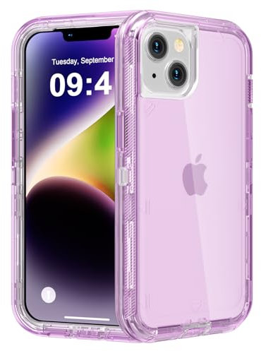 Follaroma for iPhone 14 Plus Case, Heavy Duty Shockproof Protection Phone Cases, Dual Layer Transparent Protective Cover Compatible with iPhone 14 Plus Phone Case, 6.7 inch,Crystal Purple