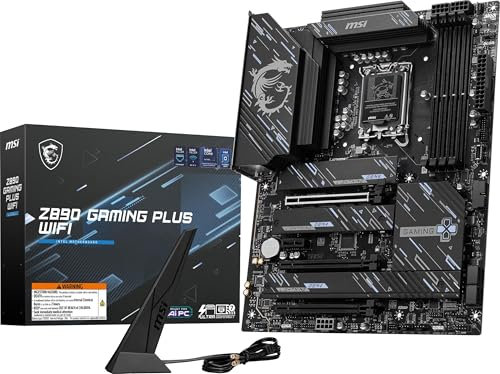 MSI Z890 Gaming Plus - Placa Base WiFi para Juegos (Compatible con procesadores Intel Core Ultra Series 2, LGA 1851, DDR5, PCIe 5.0, M.2, SATA, LAN de 5 Gbps, USB Tipo C, Wi-Fi 7, Bluetooth 5.4,