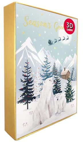 Second Nature Pop Ups XHH004 5er-Pack Pop-Up-Weihnachtskarten, 3D-Eisbären, Weihnachten