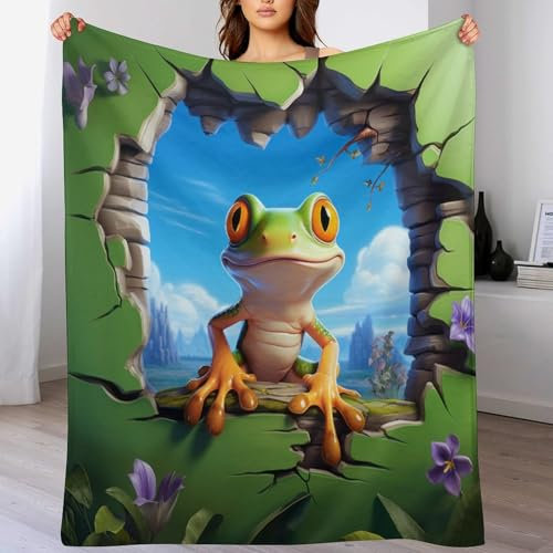 AAPZY Frosch Wohndecken Decken Flannel Decke Wickeln Strand Handtuch Teppich Teppich Picknick Weich Für Schlafzimmer Sofa Outdoor Vier Jahreszeiten （130×150cm）