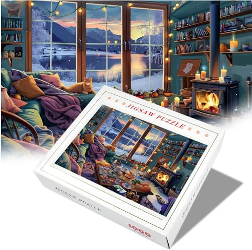 KYYGKY Puzzle 1000 Teile Erwachsene Katzen Jigsaw Puzzle Pädagogisches Spiel Warmes Zuhause Secret Puzzle Erwachsene Herausforderung 750 x 500 mm/29.5 x 19.6 inch Puzzle Bunt für Erwachsene Kinder