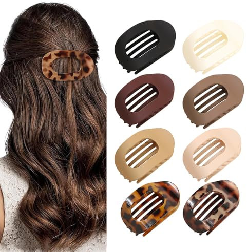 TTPSRY 8 Stück Haarklammer Flache Oval Haarklammern Starke Griff Duckbill Clips Hochsteckfrisuren Einfache Schlichte Haaraccessoires für Damen