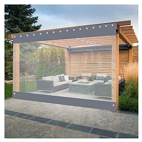 Wasserdichter Vorhang für den Außenbereich, PVC, reißfest, 0,5 mm, mit Ösen, oben und unten, Schattierung für Terrasse, Pavillon, Garten (6 x 2,7 m), langlebiger UV-Schutz und Sichtschutz für den