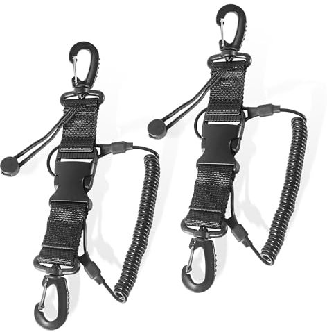 brougetme 2 Stück Scuba Diving Lanyard, Spiralband mit Schnellverschluss-Schnalle, ideal für Tauchkameras und Lichter, ideal für Tauchabenteuer, sichern Sie Ihre Ausrüstung mit Clip und Gurtband