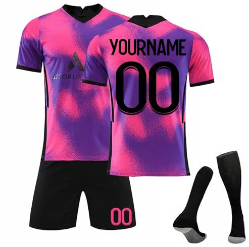 HGWOPGASD Fussball Trikot Kinder Set 24/25 Personalisiert drucken Eigenem Namen Nummer mit Shorts und Socken Football Training Erwachsene und Jungen Tshirts Sets Fussball Geschenke Jungen A05