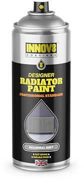 DESIGNER RADIATOR SPRAY PAINT - 1 x 400 ml - SATIN FINISH - NO PRIMER OR TOP COAT - PROFESSIONAL STANDARD - FAST DRY - Radiators, Hot Water Pipes, Tanks, Enamel & Metal - up to 100°C - Balmoral GREY