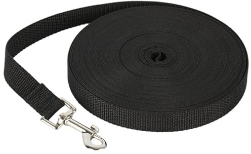 Schleppleine 10m Für Hunde,Langlebig Hundeleine 10m,Multifunktional Flexileine,Laufleine Für Hunde Schleppleine,Mit D-Ring-Verschluss,Geeignet Für Große,Mittlere Und Kleine,Outdoor Camping (Schwarz)