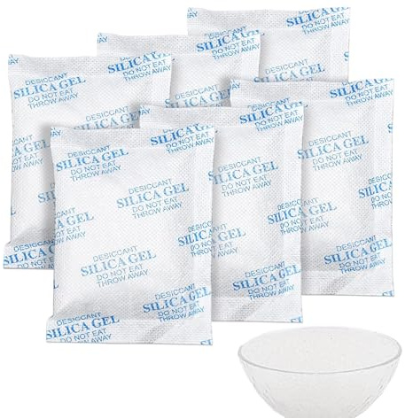 Caiyloxn Silicea Gel Bag 50 g x 12 Silica Balls Desiccant Silica Gel Bags Vacuum Silica Gel Packs for Electronics Clothing Drawers Shoe Dehumidifier