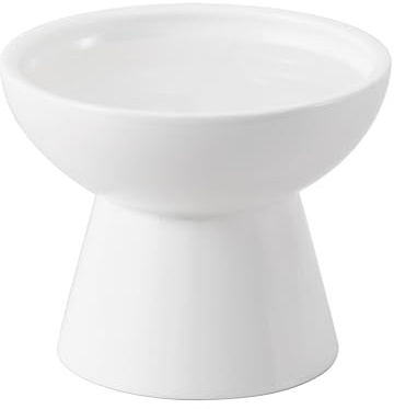 CEEFU Extra Wide Elevated Ceramic Cat Water Bowl - 6.2 Deeper Dish for Whisker Fatigue Relief, 5 Height for Easy Feeding, Lead & Cadmium Free, Durable Raised Cat Bowls, White