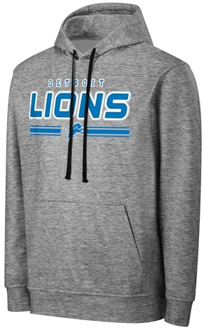 FOCO NFL Herren-Kapuzenpullover, offizielles Lizenzprodukt, Grau, Team-Farbe, Primär-Logo, Wordmark Performance, Victory Stripe