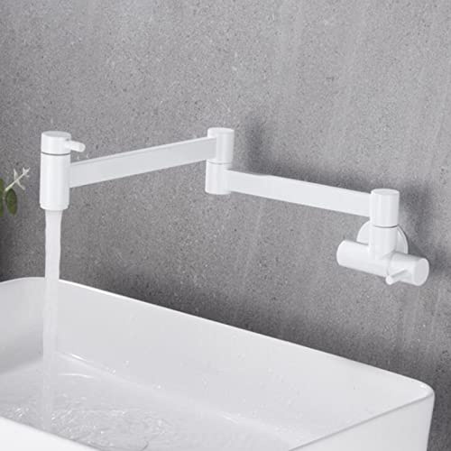 Decorations Rubinetto Cucina Acqua Fredda Solo per Muro, Pieghevole Foro Singolo a Singolo Foro a Parete Montato per Acqua Fredda Rubinetto Nero Beautiful