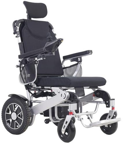Juodkeo Faltbarer neigbarer Elektro-Wheelchair, für Erwachsene mit Fernbedienung, motorisierter Wheelchair mit Kopfstütze, mit 20AH Lithiumbatterien, 500W Motor
