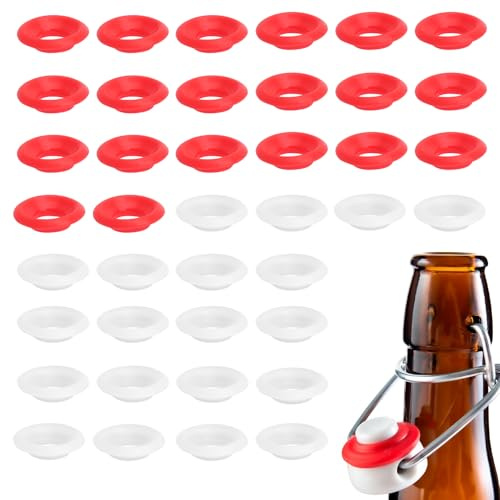 Set 40 pezzi Guarnizioni per Bottiglie Bevande Guarnizione Siliconica Tappo Flip Top per Bottiglia Chiusa a Leva Ricambi Bottiglia Chiusura a Sgancio Kit Guarnizioni Bottiglia Casa Birra