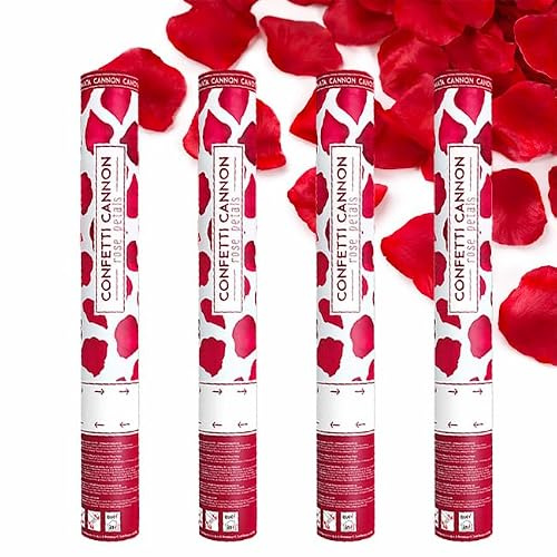 Lot de 4 Canons Explosifs Pétales de Rose Bordeaux 40cm