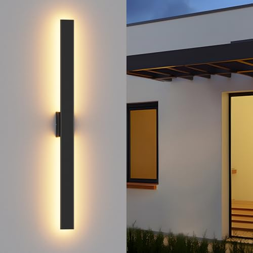 Klighten 30W Aussenlampe mit 3 Farbtemperatur 3000K/4000K/6000K, Schwarz | Wasserdicht IP65, Aluminium Außenwandleuchten 100CM/39.3IN, Lange Villa Wandleuchte für Garten, Terrasse, Balkon, Patio