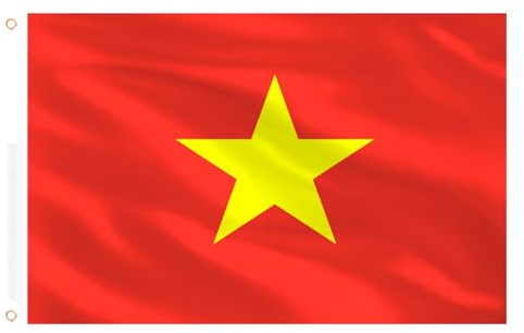 AhfuLife Vietnam Flagge 150 x 90 cm, 1 Stück Große Vietnamesische Nationalflagge Doppelseitig mit Messingösen für Fußball-Asienmeisterschaft, Nationalfeiertag, Festival Party Deko