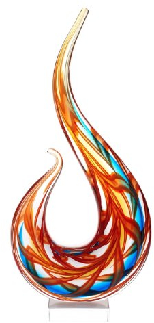 Luxury Lane Sommerso-Glas-Skulptur, mundgeblasene Flamme, 40,6 cm hoch, Tischdekoration