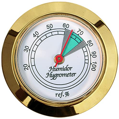 Prestige Import Group Hygrometer, rund, analog, Hygrometer, Luftfeuchtigkeitsmesser für Humidoren, goldfarben