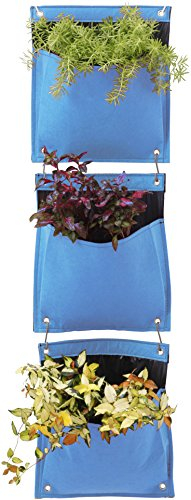 Vegtrug FHP01BK Pots à Herbes Ensemble – Noir (3 pièces) 25x5x97 cm Bleu pâle