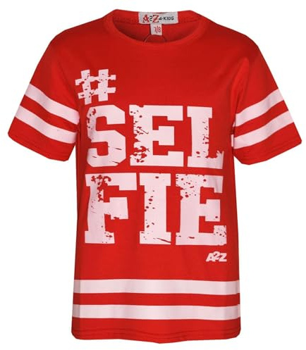A2Z 4 Kids Girls T Shirts #Selfie Printed T Shirt Plain Camouflage - Selfie 001 Top Red 13