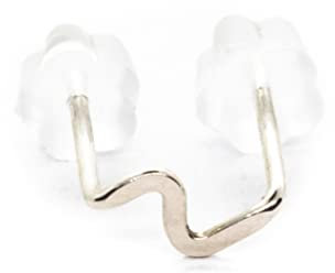 Doppel Piercing Ohrstecker Silber Blitz Ohrringe Ohrring mit zwei Löchern Doppelkeule