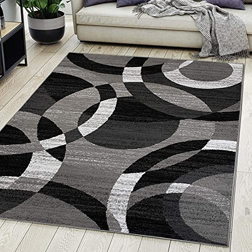 Carpeto Rugs Teppich Wohnzimmer Kurzflor Grau Modern Geometrisch Muster Öko-Tex 300 x 400 cm