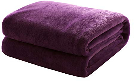 Mixibaby Kuscheldecke Flauschige extra weich & warm Wohndecke Flanell Fleecedecke, Falten beständig/Anti-verfärben als Sofadecke oder Bettüberwurf, Größe:150 cm x 200 cm, Farbe:Violett
