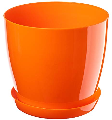 KADAX Blumentopf mit Untersetzer Ø 18 cm, Orange Pflanzkübel für Innen- und Außenbereich, ideal für Wohnzimmer, Balkon, Bad oder WC – lebendige Farben bringen Frische in jeden Raum