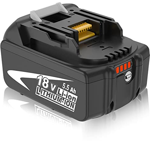 FUNMALL 18V 5.5Ah Batería para makita Batería 18V BL1830 BL1860B BL1860 BL1850B BL1850 BL1840B BL1840 BL1820 BL1815 con LED Batería Herramientas eléctricas