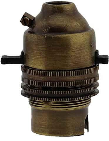 Bayonet Cap (B22) Switched & Earthed Lampholder in Antique Brass Finish for use on Lamps, Pendants or Chandeliers