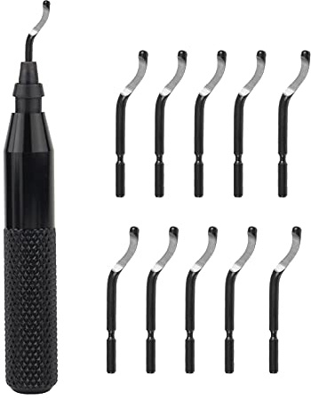 YXGOOD Hand Deburring Tool Kit Set- Practical for Cutting Deburrs Wood, Plastic, Aluminum, Copper and Steel (Black, 10pcs)