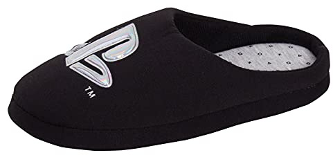 PlayStation Zapatillas Sony para niños Gamer Gaming Open Back Slip On Mules con forro polar, Black, 31 EU