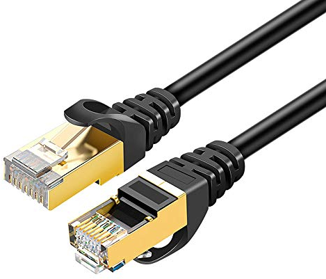 Eono Cat 7 Ethernet Kabel 10M - 10Gbit/s 600Mhz Netzwerkkabel Patchkabel S/FTP mit Vergoldeter RJ45 für Router, Modem, Switch, Xbox One, PS5, PS4, TV (Black, 10M/33FT)