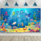 Ozean Tier Happy Birthday Dekoration, Unter Meer Geburtstag Hintergrund Ozean Thema Geburtstag Fotografie Hintergrund Banner für Kinder Delphin Hai Unterwasser Blau, 72,8 x 43,3 Zoll