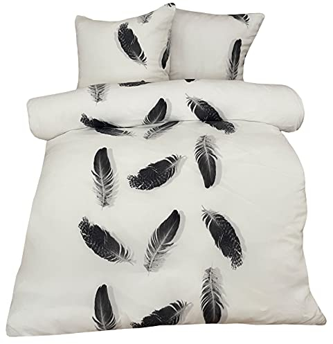 Leonado Vicenti - Winter Bettwäsche Flausch Feder Schwarz Weiß Fleece warm gestreift modern Schlafzimmer Garnitur Set Bezug Decke