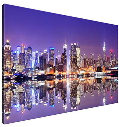 Estika Leinwand bilder - Manhattan New York - 120x80 cm, 1 teilige kunstdruck - Wandbilder wohnzimmer, schlafzimmer, Moderne wanddeko, Bild auf leinwand - New York bilder - 1287A_1B