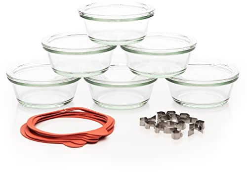 WECK Gourmetgläser 300 ml, 6er Set inkl. Verschluss und Dichtung – Hochwertige Einmachgläser für Saucen, Gewürze, Desserts und Geschenke – langlebig, lebensmittelsicher, inklusive Etiketten