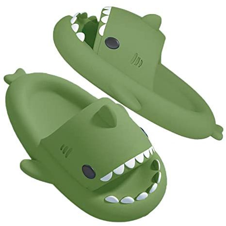 GULAKY Cloud Shark Slides Pillow Slippers Damen/Herren Hausschuhe Unisex Badeschuhe für Sommer,Dunkelgrün,42.43