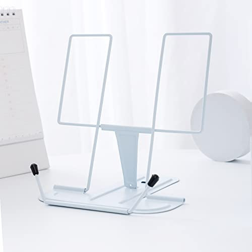 MSDADA - Supporto per libri di ricette da cucina, regolabile, in metallo, per scrivania, materiale di presentazione, tablet, libri musicali (azzurro)