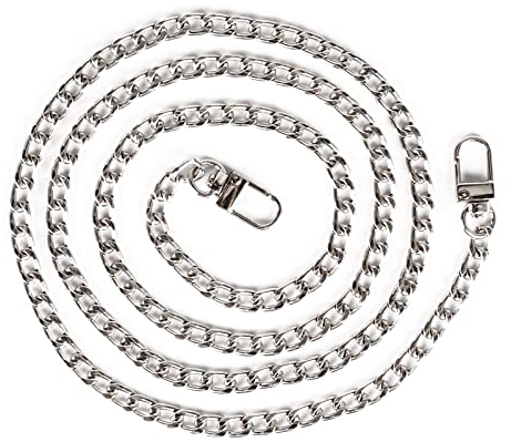 GGISUI Taschenkette 120cm Flache Kette Metall Trageriemen Handtasche Silber Kette für Tasche Ersatz Schulterriemen Kette ür Handtasche Geldbörse Clutch Abendtasche