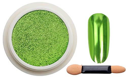 Light Green Chrome Mirror Nail Powder, LILAH'S NAILS. Metallic Nail Art Pigment Powder Set, Shiny Nail Glitter Powder with Magic Mirror Effect for Nail Art Design Decoration.