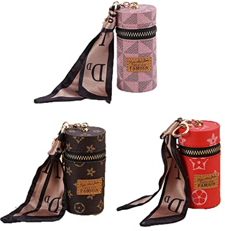 ACMEDE Sac à Monnaie, Femme Porte Monnaie Pendentif 2 en 1 écharpe Cylindre Cuir Rouge à lèvres Sac Porte-clés Femme Mini Sac Accessoires Porte-Monnaie, Mini Sac à Dos Porte-clés,11 * 4.5cm
