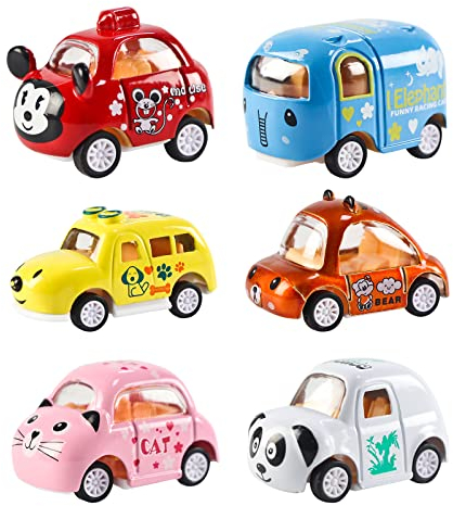 Hapavis Spielzeugautos Legierung Metall Fahrzeugmodell Druckguss Autos niedlich Cartoon Tiere Form Mini Rosa Spielzeugauto für Kinder Jungen Mädchen
