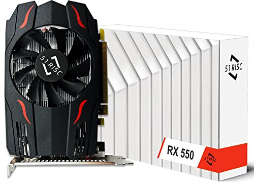 51RISC Radeon RX 550 Graphics Card, 4GB GDDR5 128-bit DirectX 12 PCI Express 3.0 DP/HDMI/DVI-D ATX/ITX Computer Gaming Video Card 4K Display Card